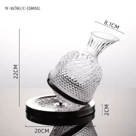 Crystal-cut Rotating Top Decanter Set