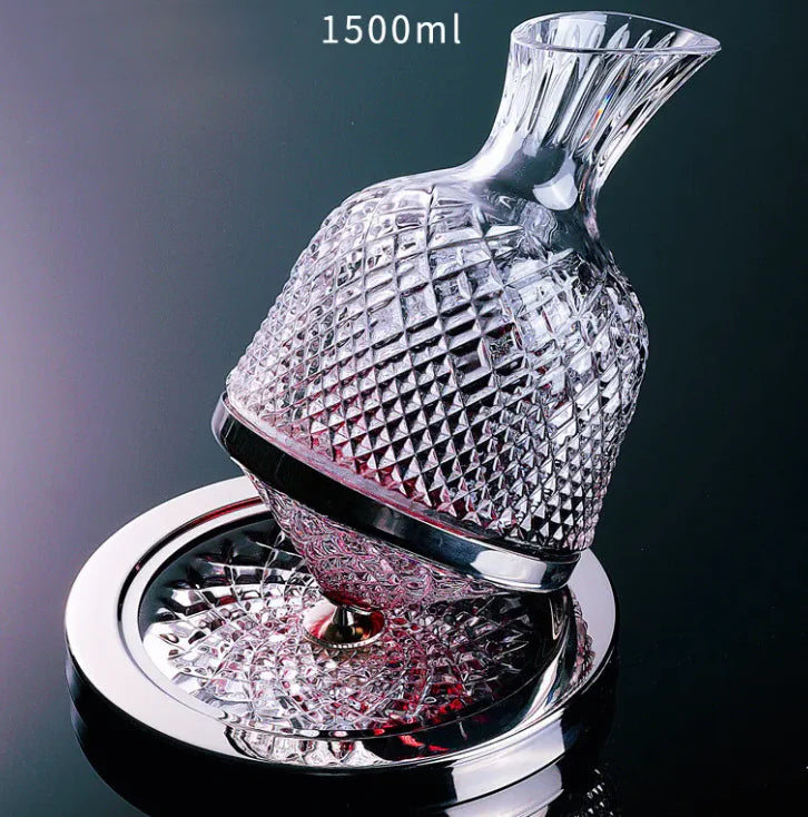 Crystal-cut Rotating Top Decanter Set