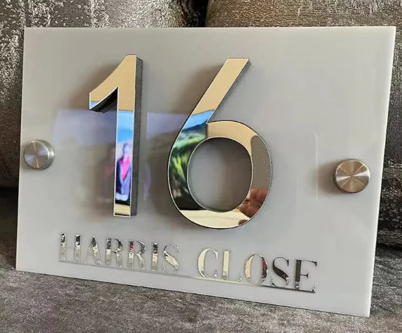 Custom Acrylic & Metal Laser-Cut House Number Sign